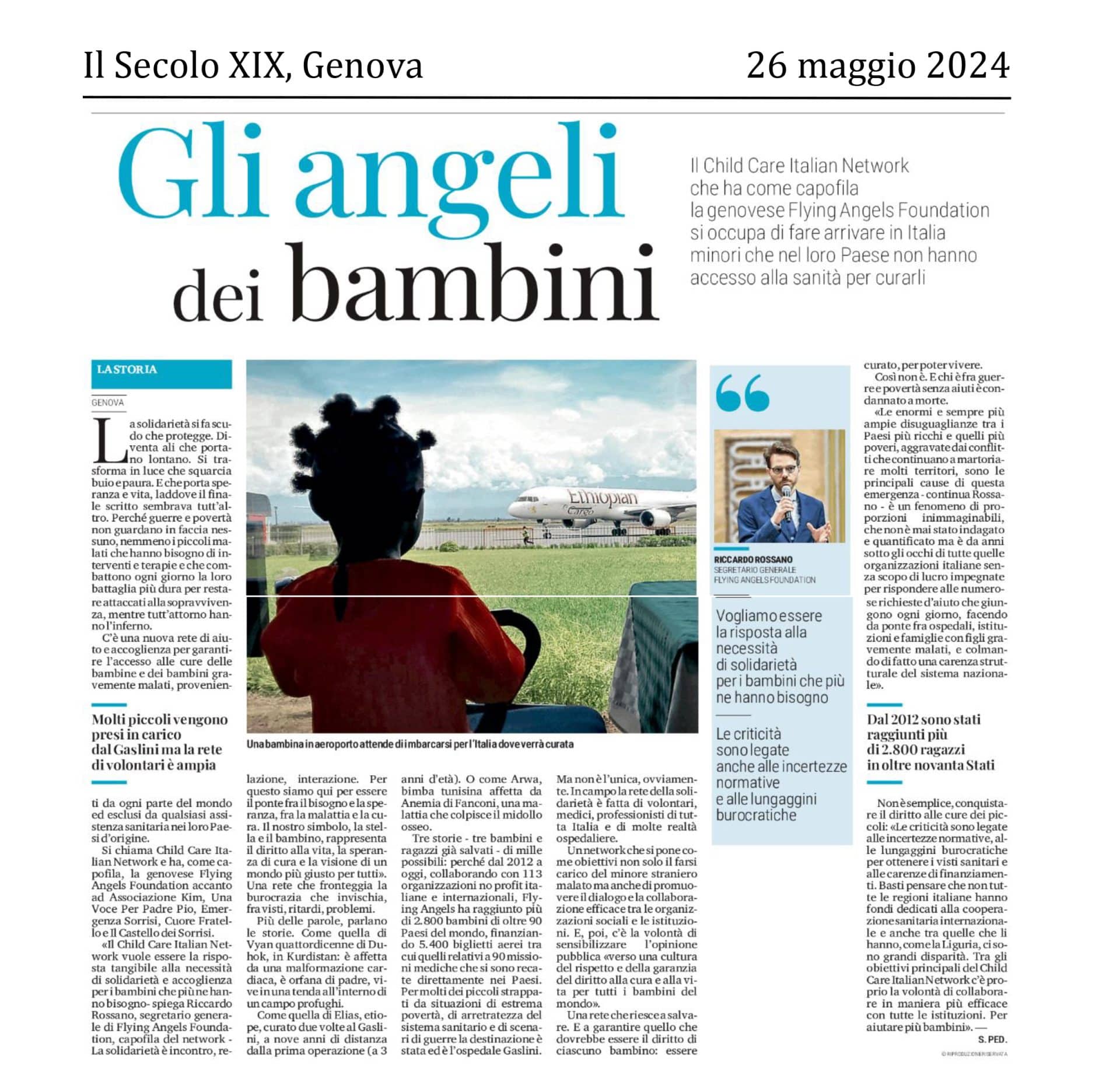 Articolo Il Secolo XIX presentazione Child Care Italian Network